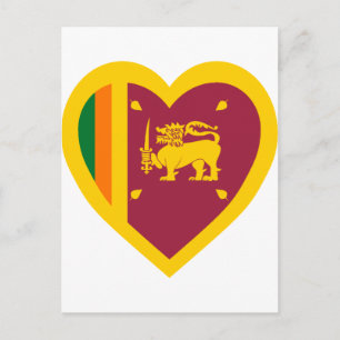 Postal Corazón de bandera de Sri Lanka