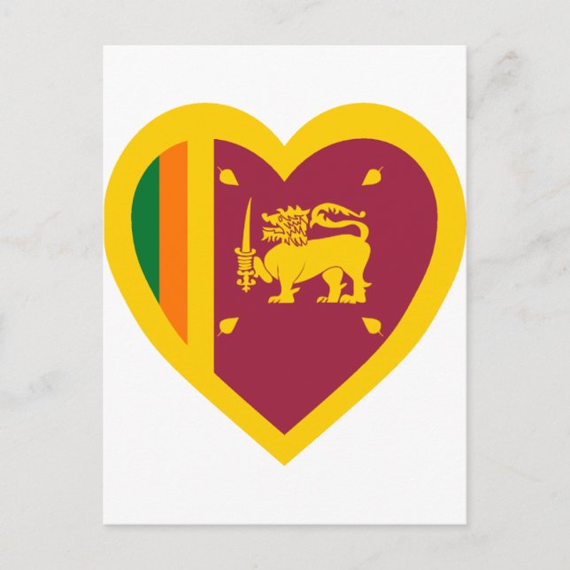 Postal Corazón de bandera de Sri Lanka (Anverso)