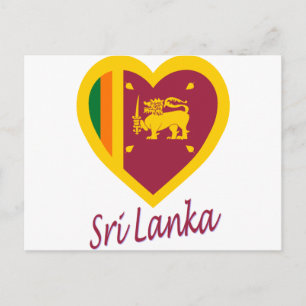 Postal Corazón de bandera de Sri Lanka