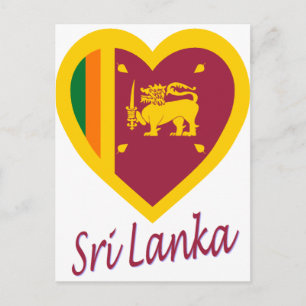Postal Corazón de bandera de Sri Lanka