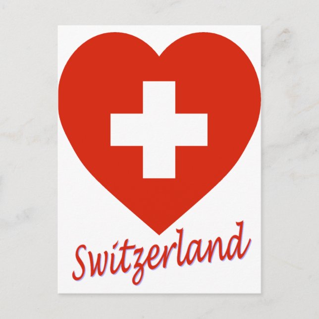 Postal Corazón de bandera de Suiza (Anverso)