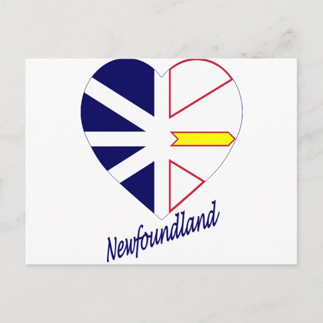 Postal Corazón de bandera de Terranova con nombre (Anverso)