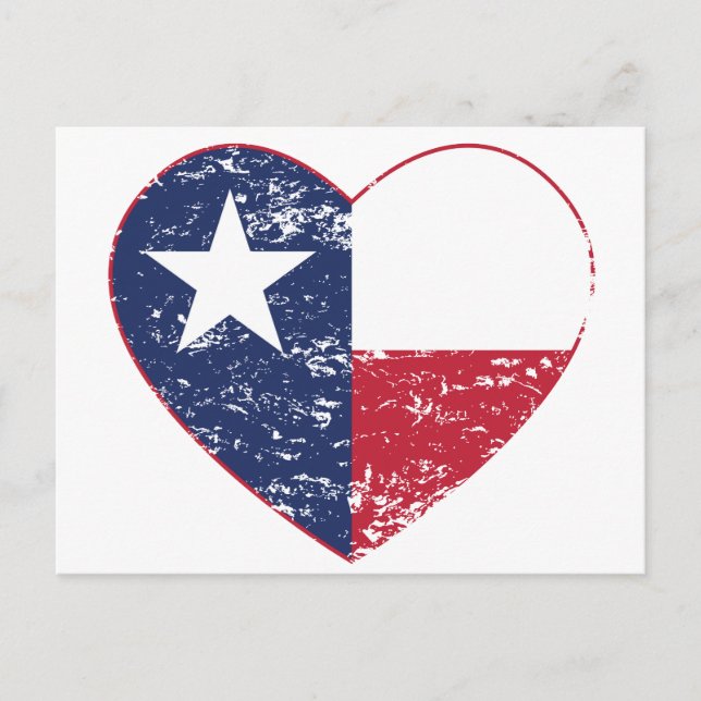 Postal Corazón de bandera de Texas con problemas (Anverso)