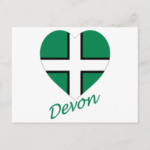 Postal Corazón de bandera Devon con nombre