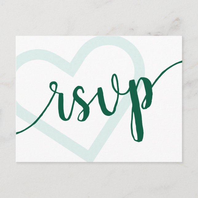 Postal Corazón de Bebé | Hunter Green Shower RSVP Entree (Anverso)