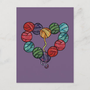 Postal Corazón de Bola de Estambre