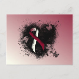 Postal Corazón de Borgoña y Cinta de Marfil