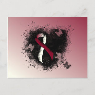 Postal Corazón de Borgoña y Cinta de Marfil