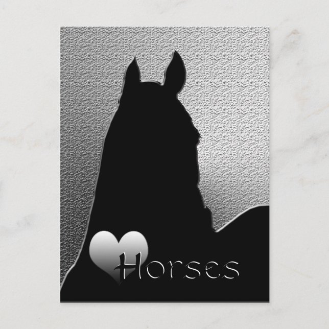 Postal Corazón de Caballos I (corazón plateado) Postcard (Anverso)
