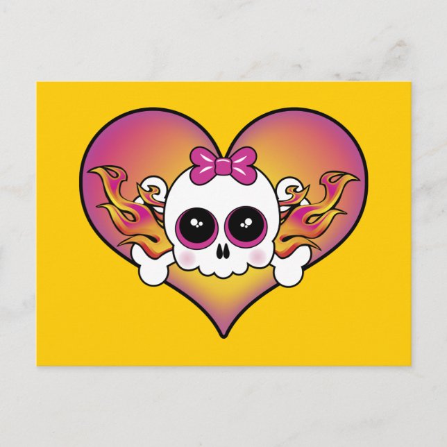 Postal Corazón de calavera suave (Anverso)