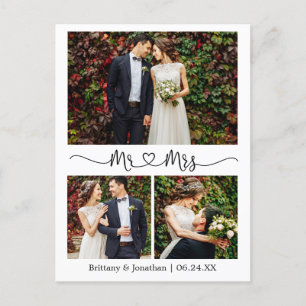 Postal Corazón de Caligrafía Agradecimiento de Boda 3 Fot