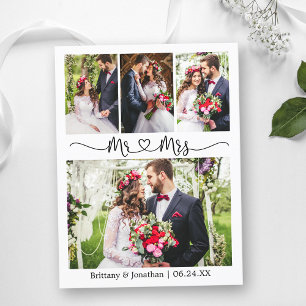Postal Corazón de Caligrafía Boda Agradecimiento 4 Foto