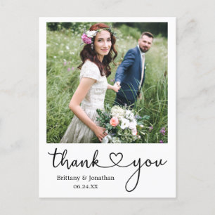 Postal Corazón de Caligrafía Gracias Fotografía de Boda