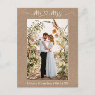 Postal Corazón de caligrafía Sr. Sra. Foto Kraft Gracias