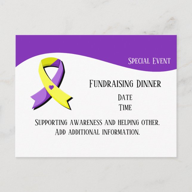 Postal Corazón de cinta morada y amarilla (Anverso)