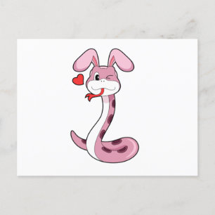 Postal Corazón de conejo serpiente