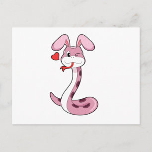 Postal Corazón de conejo serpiente