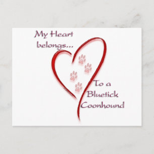 Postal Corazón de Coonhound Bluetick Pertenece