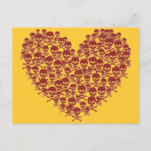 Postal Corazón de cráneo rojo de sangre