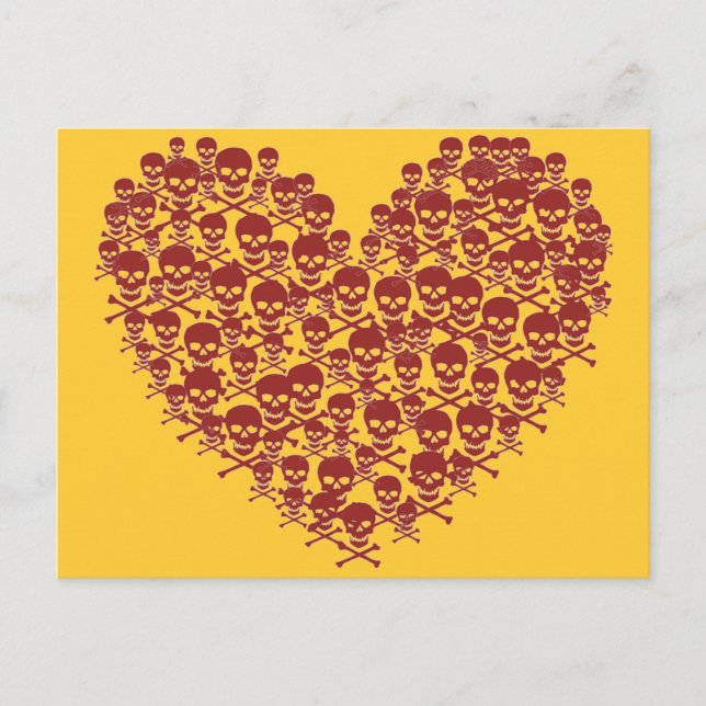 Postal Corazón de cráneo rojo sangre (Anverso)