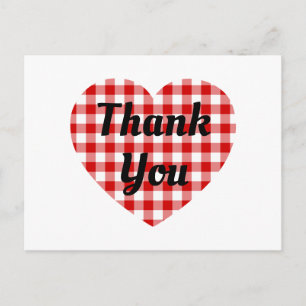 Postal Corazón de Cuadrillé Rojo y Blanco en Forma de Cor