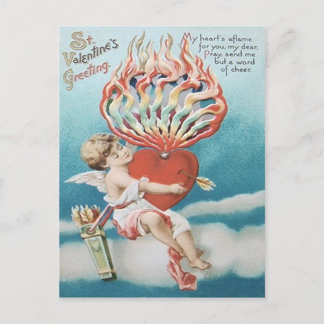 Postal Corazón de Cupido Fuego Caleidoscopio (Anverso)