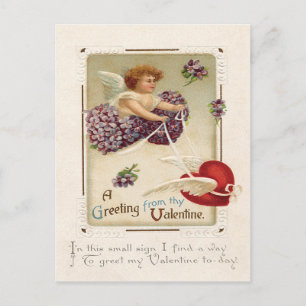 Postal Corazón de Cupido Morado No me Olvides