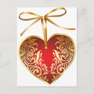 Postal Corazón de Damasco Rojo