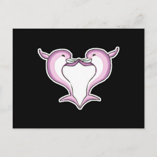 Postal corazón de delfín rosa