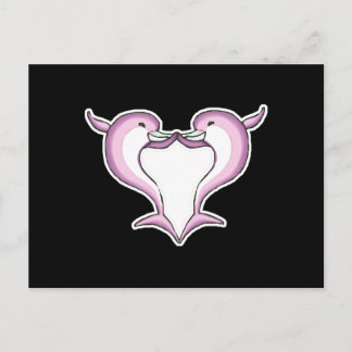 Postal corazón de delfín rosado