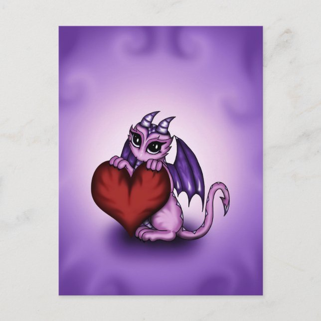 Postal corazón de Dragon lindo (Anverso)