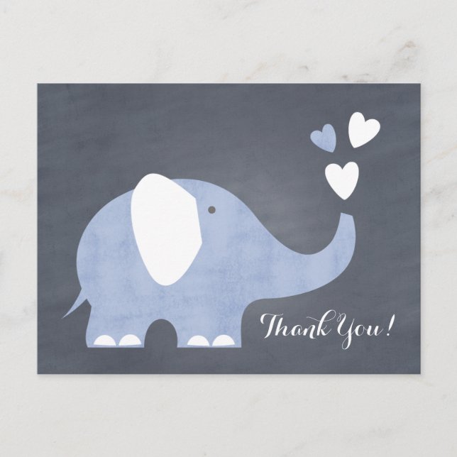 Postal Corazón de Elefante Azul (Anverso)