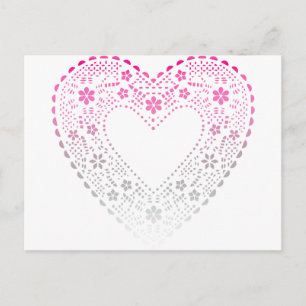 Postal Corazón de encaje de gradiente rosado