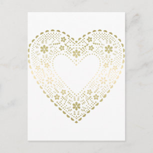 Postal Corazón de encaje dorado