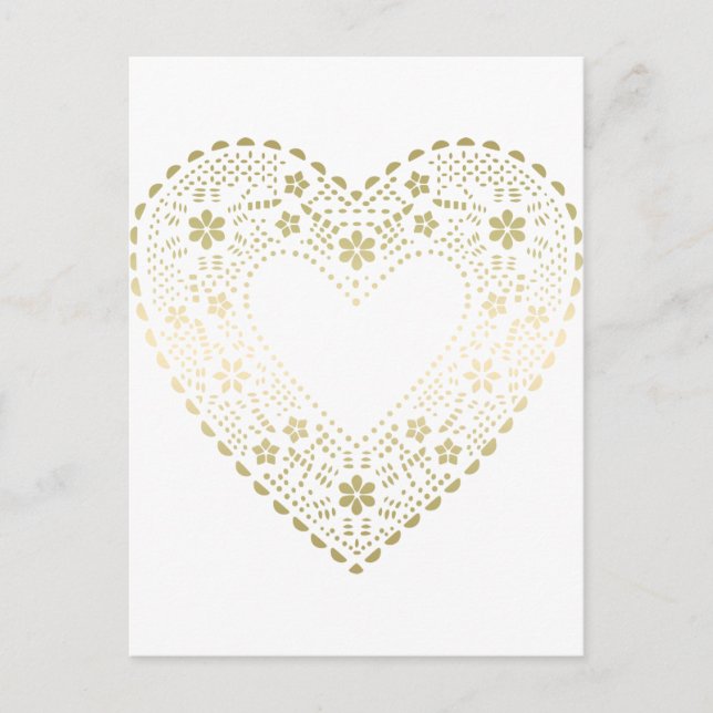 Postal Corazón de encaje dorado (Anverso)