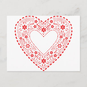 Postal Corazón de encaje rojo