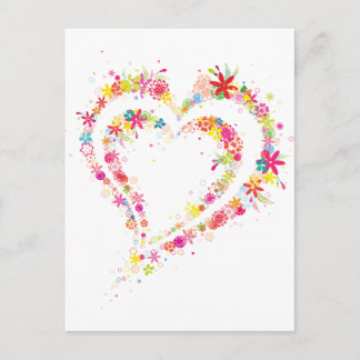 Postal Corazón de flor doble
