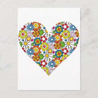 Postal Corazón de flores