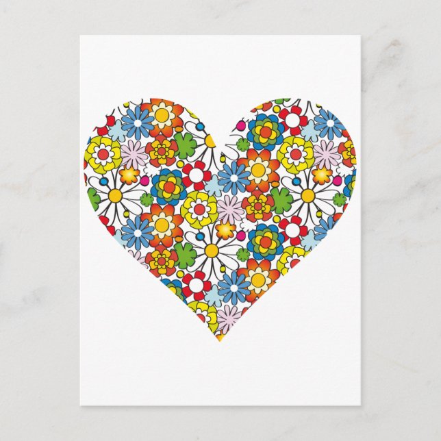 Postal Corazón de flores (Anverso)