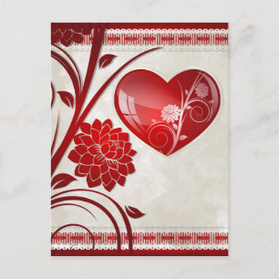 Postal Corazón de flores
