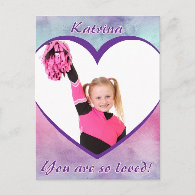 Postal Corazón de Foto con Efecto Ombre Pastel Tan Amado  (Anverso)