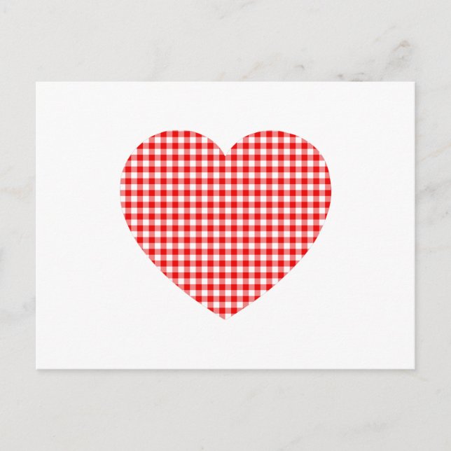Postal Corazón de Gingham Rojo (Anverso)