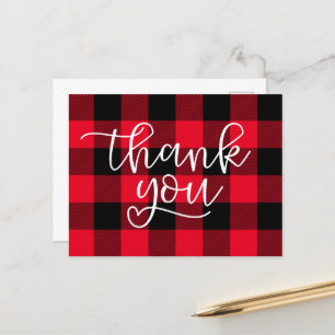 Postal Corazón de Gracias de Cuadro Bufalo Negro y Rojo
