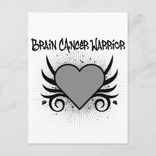 Postal Corazón de Guerrero del Cáncer de Cerebro (Anverso)