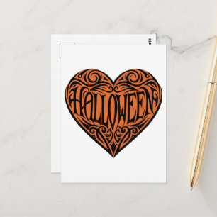 Postal Corazón de Halloween, Corazón Negro, Fiesta