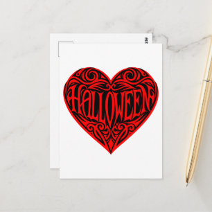 Postal Corazón de Halloween, Corazón Rojo, Festividad