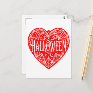 Postal Corazón de Halloween, Corazón Rojo, Fiesta