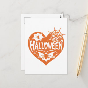Postal Corazón de Halloween, forma de corazón naranja, te