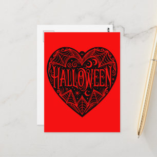 Postal Corazón de Halloween, forma de corazón negro, fest
