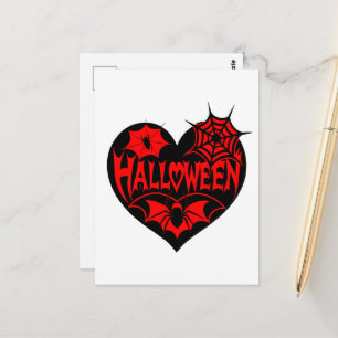 Postal Corazón de Halloween, forma de corazón negro, web 